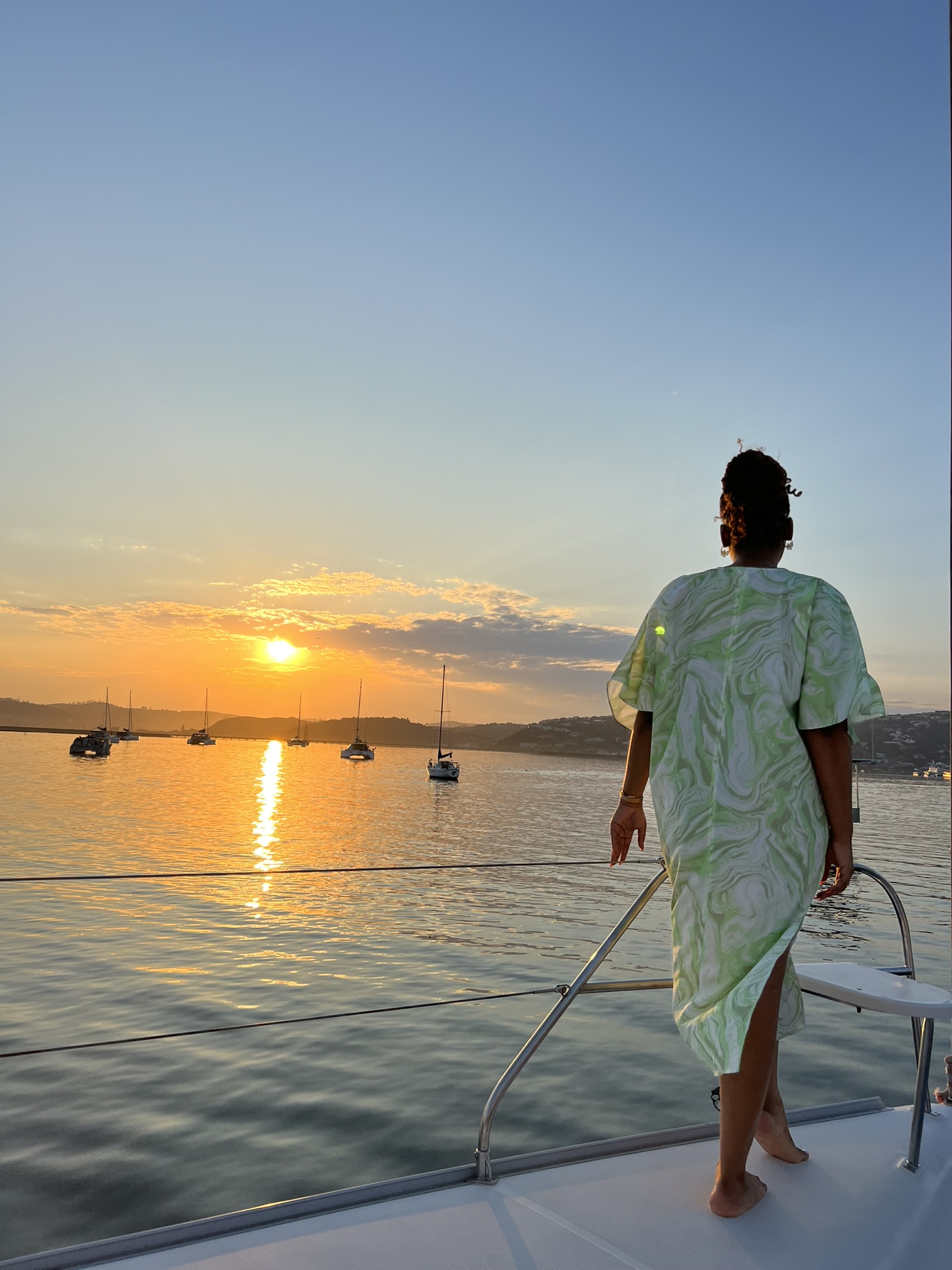 Sunset boat silhouette